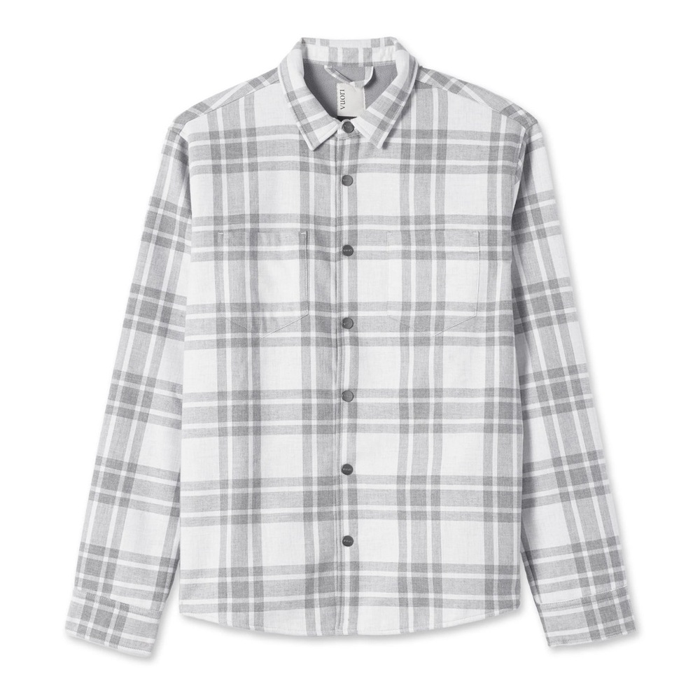 Vuori Men’s Range shirt jacket shacket, size Medium, grey/white, fleece lined